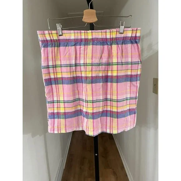 NWT Purple & More Womens Skort Pink Plaid Short Buttone Elastic - Picture 2 of 5